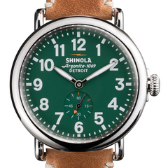 Shinola Gents 41mm Runwell Green Dial Maple Aniline Leather Watch 10000026