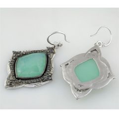 Armenta Large Carved Hanging Kite Drop Earrings with Chrysoprase & Moonstone