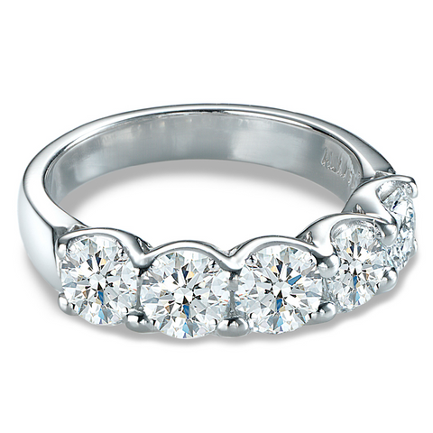 Forevermark Round Ideal Cut 5 Stone Diamond Wedding Band Ring 1 Carat
