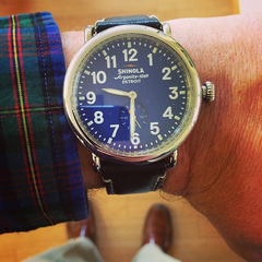 Shinola Runwell Blue Dial Black Leather Strap 41mm Watch S0110000027