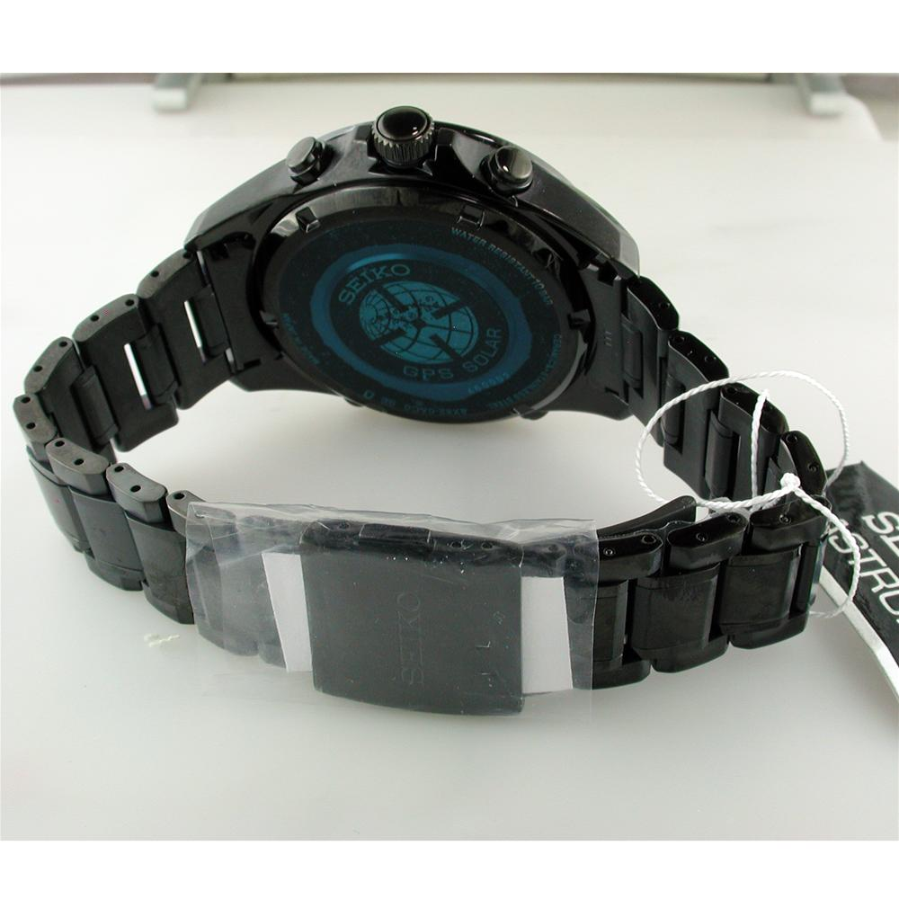 Seiko Astron Solar GPS Ceramic Black Stainless Blue 44.6mm Watch SSE013