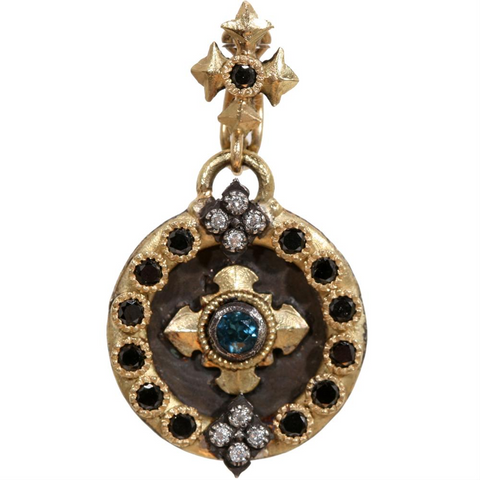 Armenta Heraldry Midnight Green Tourmaline & Black Diamond Pendant Cross Enhancer