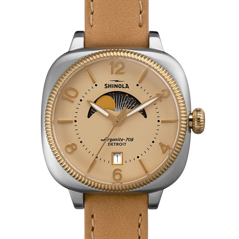 Shinola Gomelsky Moon Phase 36mm Women's Cream Dial Leather Watch S0110000279