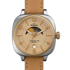 Shinola Gomelsky Moon Phase 36mm Women's Cream Dial Leather Watch S0110000279