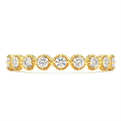 Hearts on Fire Diamond Bar Single Prong Milgrain Ring Band