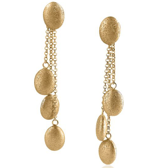 Charles Garnier Tatiana Triple Pebble Drop Silver Earrings Yellow Gold Finish