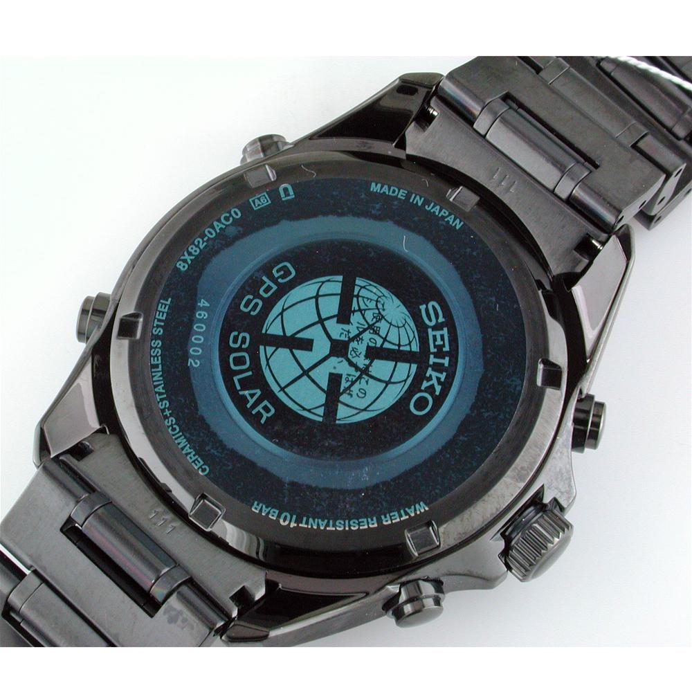 Seiko Astron Solar GPS Ceramic Black Stainless Blue 44.6mm Watch SSE013