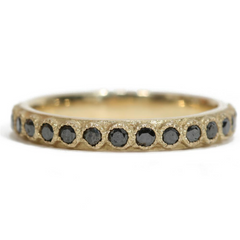 Armenta Yellow Gold Black Diamond Stackable Ring