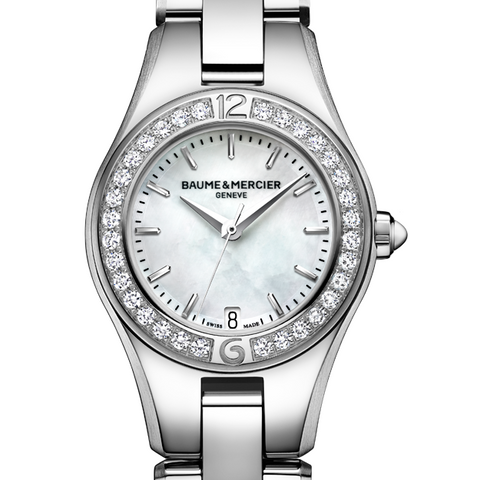 Baume & Mercier Linea Diamond Bezel Mother of Pearl Dial 27mm Ladies Watch 10013