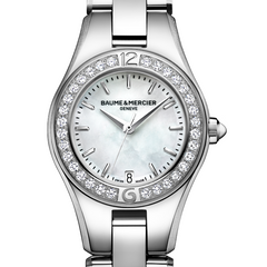 Baume & Mercier Linea Diamond Bezel Mother of Pearl Dial 27mm Ladies Watch 10013