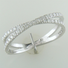 Diamond Crossover Band Ring Two Rows in 14K White Gold