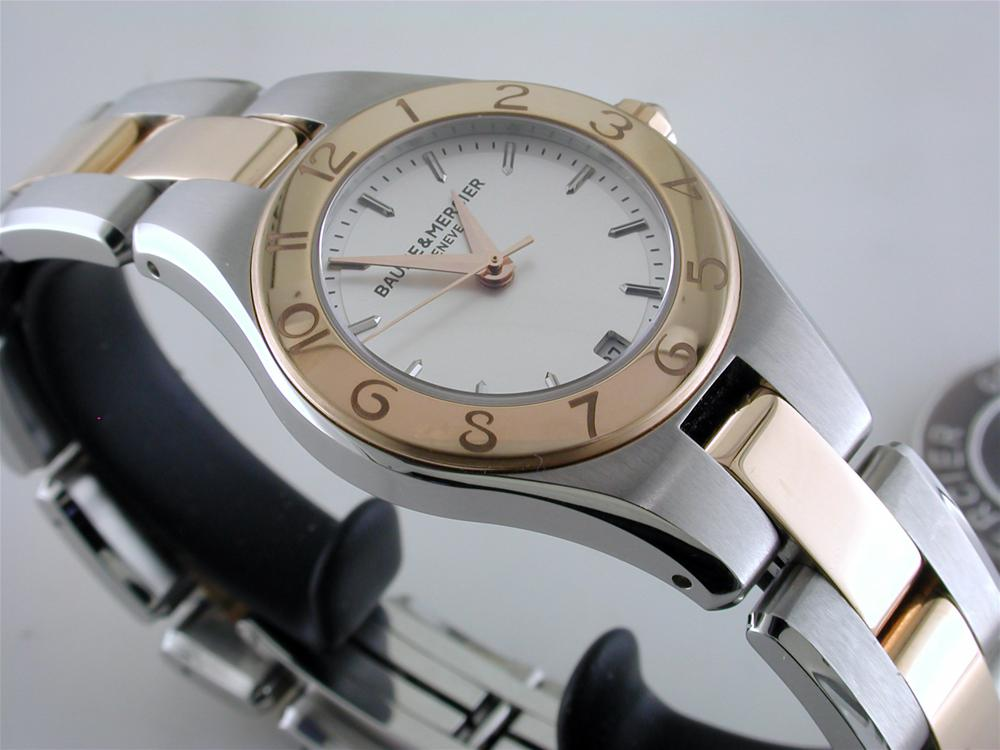 Baume & Mercier Linea Silver Dial 27mm Rose Gold Steel Ladies Watch 10015