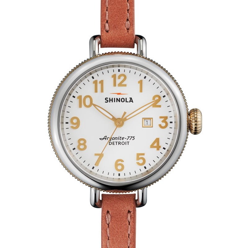 Shinola Birdy 34mm Double Wrap Brown Leather White Dial Watch S0110000267