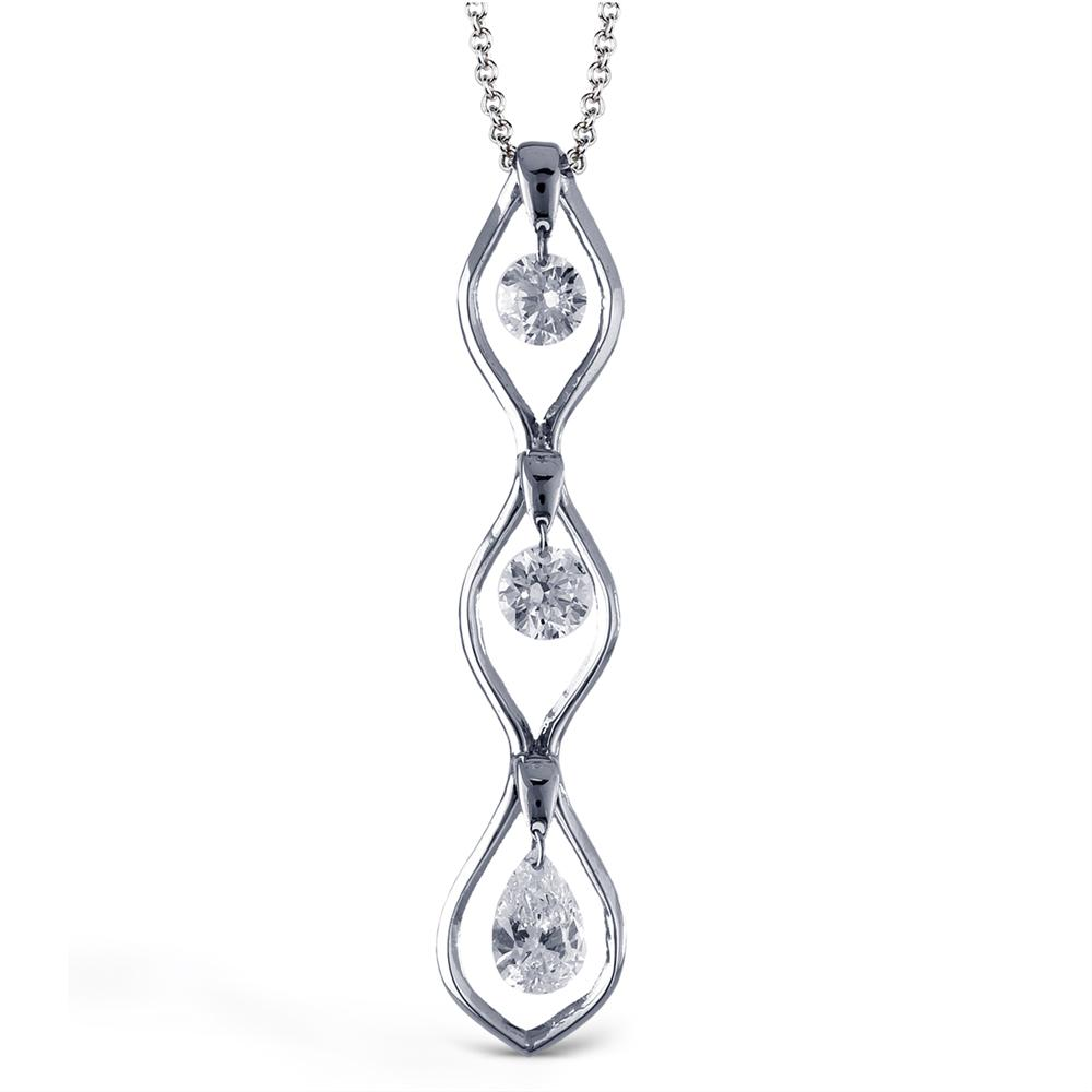 Simon  G. Platinum Pear & Round Naked Drop Pendant Necklace PP120