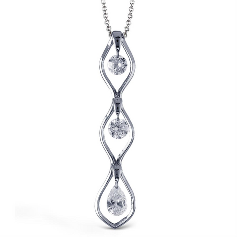 Simon  G. Platinum Pear & Round Naked Drop Pendant Necklace PP120
