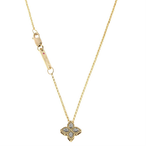 Roberto Coin Princess Flower Diamond Pendant Small 18K Yellow Gold