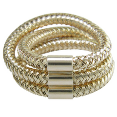 Roberto Coin Primavera Yellow Gold Triple Row Mesh Ring