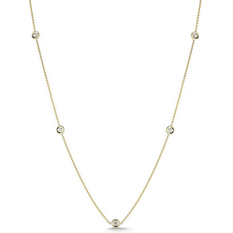 Roberto Coin DIAMONDS BY THE INCH 5 STATION DIAMOND NECKLACE Yellow Gold