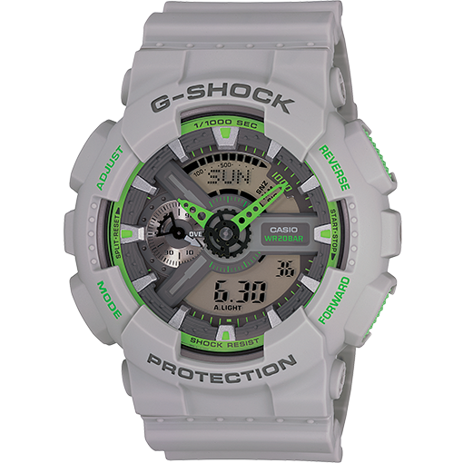 Casio G-Shock White & Neon Green Watch Classic Series GA110TS-8A3