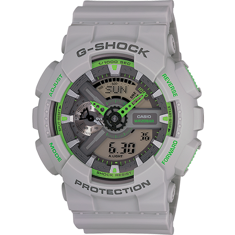 Casio G-Shock White & Neon Green Watch Classic Series GA110TS-8A3