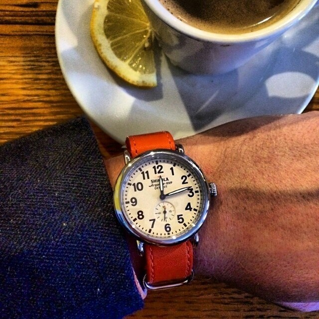 Shinola Runwell Orange Leather Strap Cream Dial 41mm Watch S0110000032