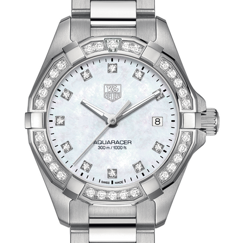 Tag Heuer Aquaracer Lady 300 M 27mm Stainless Steel Diamond Bezel Quartz Watch WAY1414.BA0920