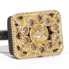 Armenta Old World Small Tapestry Rectangle Champagne & Black Diamond Ring