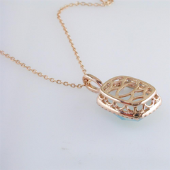 Doves "Ocean Mist" Blue Topz & Mother of Pearl Cushion Shape Halo Pendant Necklace