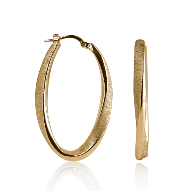 Charles Garnier Mobius Silver Oval Hoop Earrings Yellow Gold Finish CXE015Y35