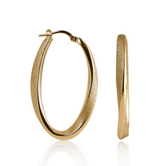 Charles Garnier Mobius Silver Oval Hoop Earrings Yellow Gold Finish CXE015Y35