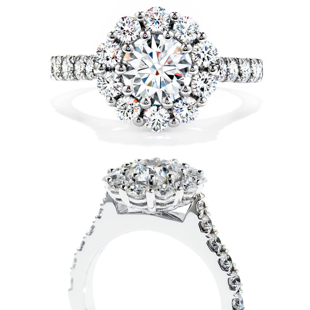 Hearts on Fire Beloved Round Diamond Halo Engagement Ring 1.25ctw