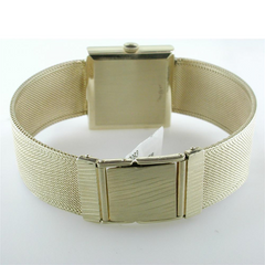 Vintage Estate Longines Square Men's 14K Yellow Gold Watch with Mesh Bracelet Box & Papers