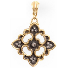 Armenta Old World Midnight Diamond Cross Pendant Enhancer Yellow Gold