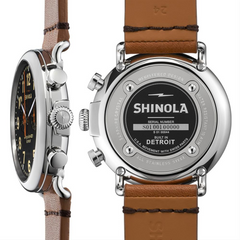 Shinola Runwell Chronograph 47mm Black Dial Brown Leather Men's Watch S0110000044