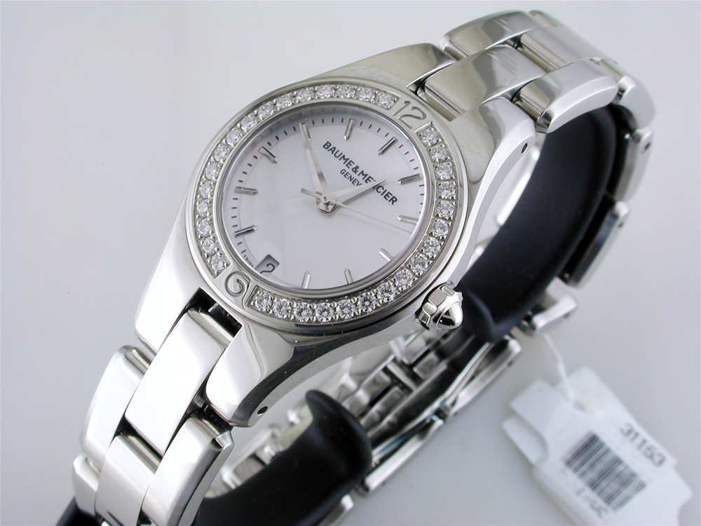 Baume & Mercier Linea Diamond Bezel Mother of Pearl Dial 27mm Ladies Watch 10013