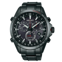 Seiko Astron GPS Solar Black Steel with Red Accents 44.6mm Watch SSE031