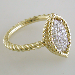 Roberto Coin New Barocco 18K Yellow and White Gold Marquise Shape Diamond Ring 7771328aj65x
