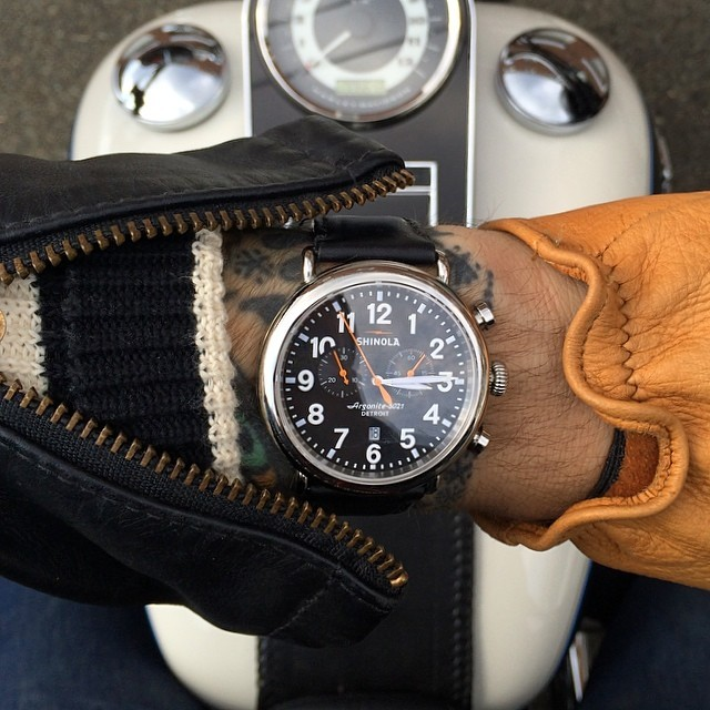 Shinola Runwell Black Dial Chronograph with Orange Accents 47mm Men's Watch S0100051