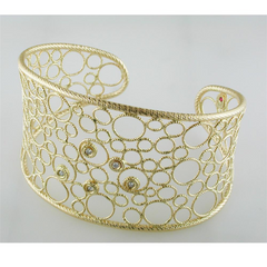 Roberto Coin Bollicine Diamond Cuff Bracelet 18K Yellow Gold