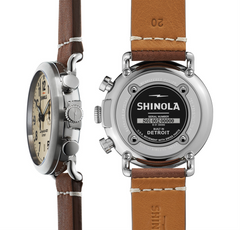 Shinola 41mm Gents Runwell Chronograph Cream Dial Brown Leather Watch 10000099