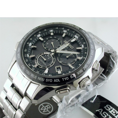 Seiko Astron GPS Solar 44.6mm Watch Titanium with Ceramic Bezel Black Dial Series 8X SSE003