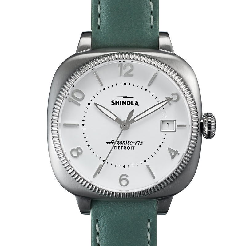 Shinola Gomelsky 36mm Ladies White Dial Teal Leather Watch S0110000274