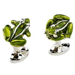 Deakin & Francis Sterling Silver Green Enamel Frog Cufflinks