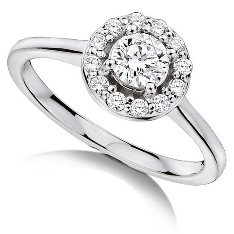 Forevermark Round Ideal Cut "Center of my Universe" Diamond Halo Ring 18K White Gold