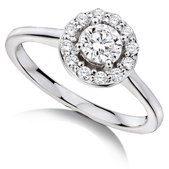 Forevermark Round Ideal Cut "Center of my Universe" Diamond Halo Ring 18K White Gold