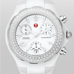 Michele Tahitian White Ceramic Diamond Watch