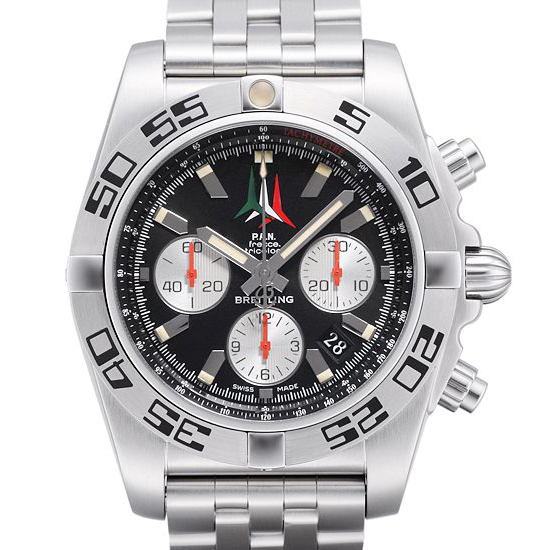 Certified Pre-owned Breitling Chronomat 44mm Frecce Tricolori Watch AB01104D Limited Black Steel