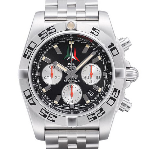 Certified Pre-owned Breitling Chronomat 44mm Frecce Tricolori Watch AB01104D Limited Black Steel
