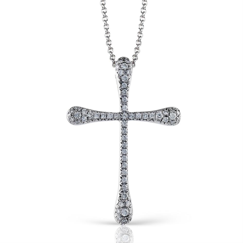Simon G. White Gold Diamond Cross Modern Design Pendant Necklace TP167