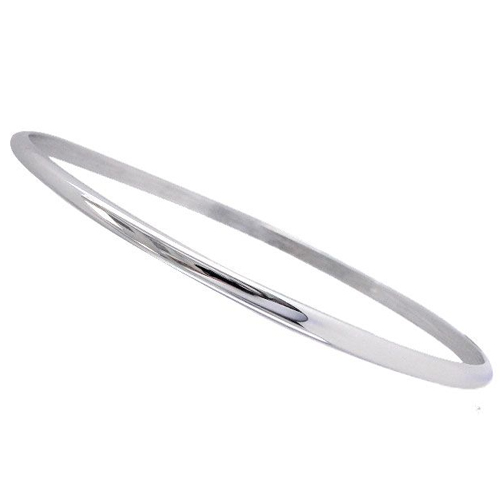 Charles Garnier Lek Slim Stackable Oval Silver Bangle Rhodium Finish
